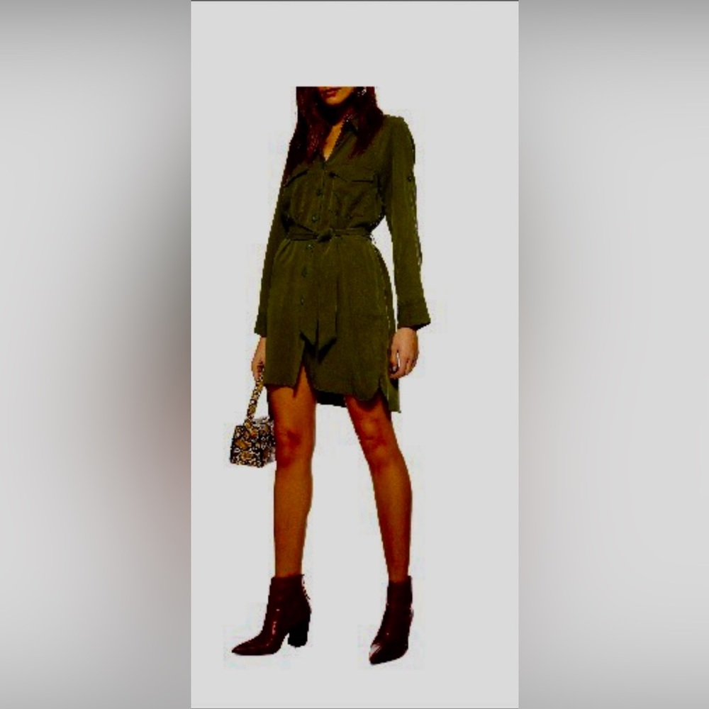 Topshop Long Sleeved Utility Shirtdress size 6